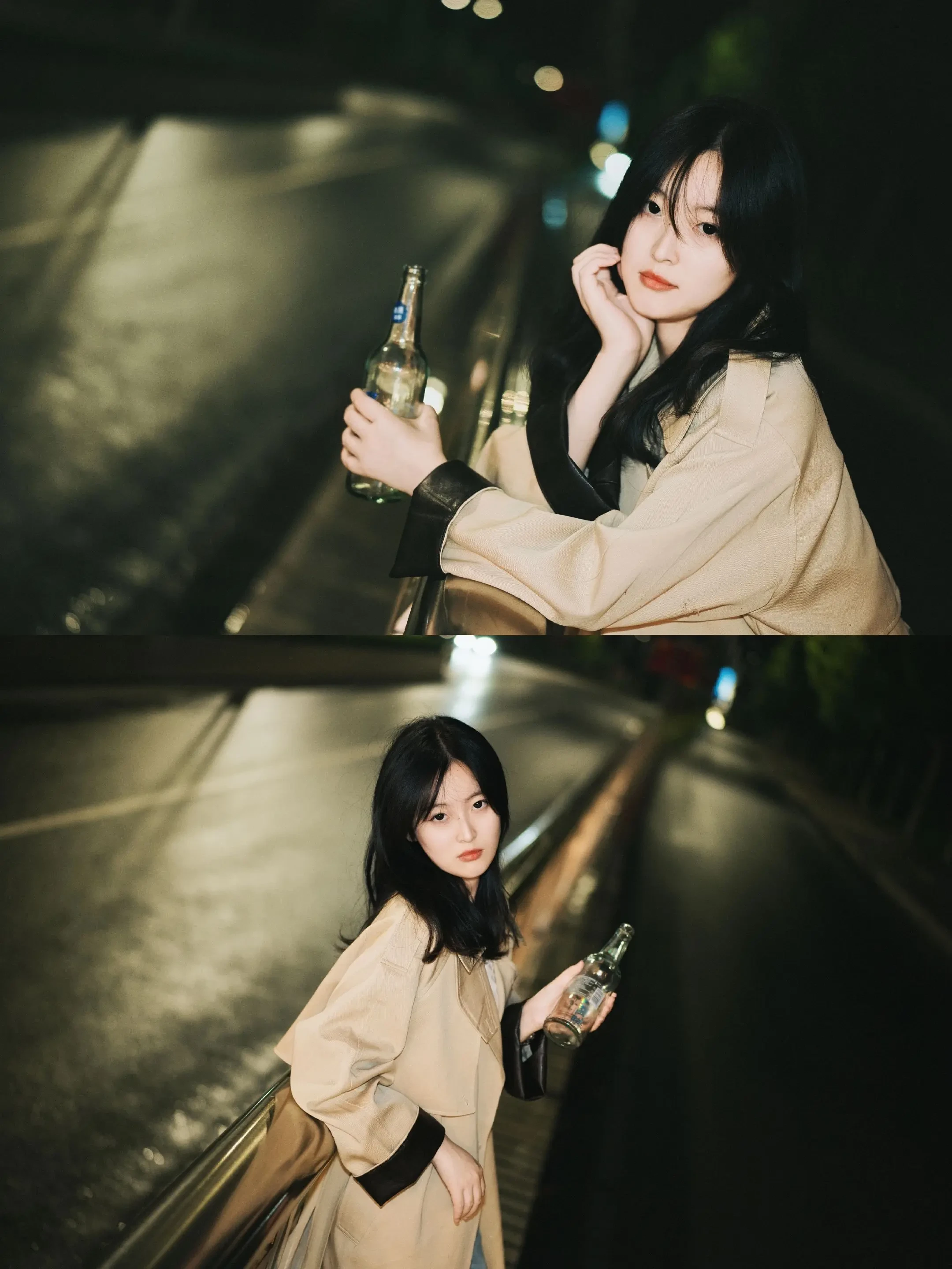 雨夜，隧道，啤酒和镜头的邂逅 。夜幕下的