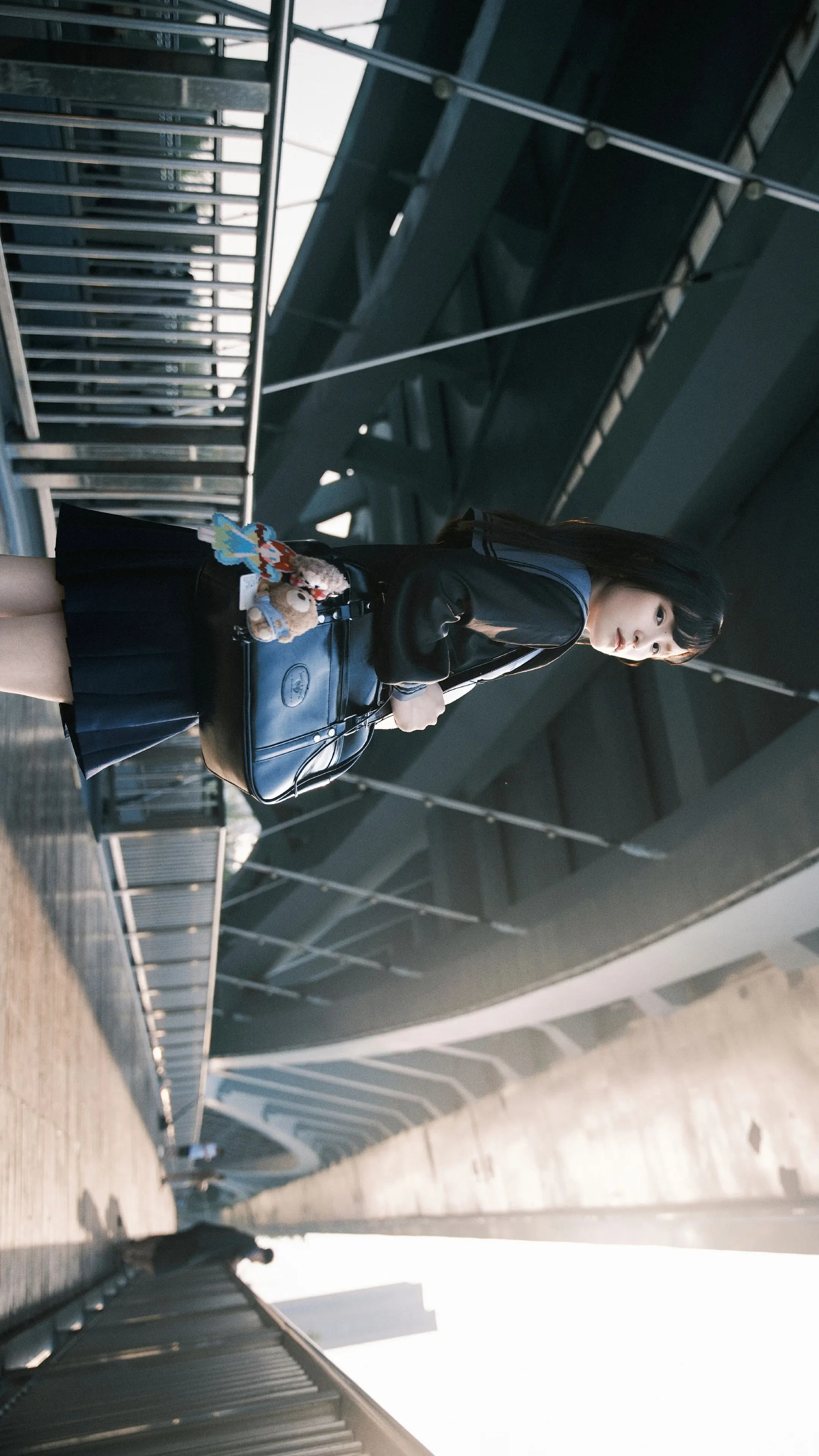 夕阳下的高架桥，黄昏与jk少女。新沂马陵